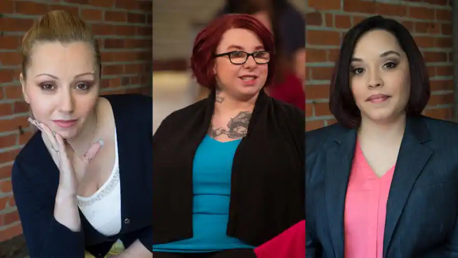 Cleveland kidnapping victims, from left, Amanda Berry, Lily Rose Lee, formerly known as Michelle Knight and Gina DeJesus.