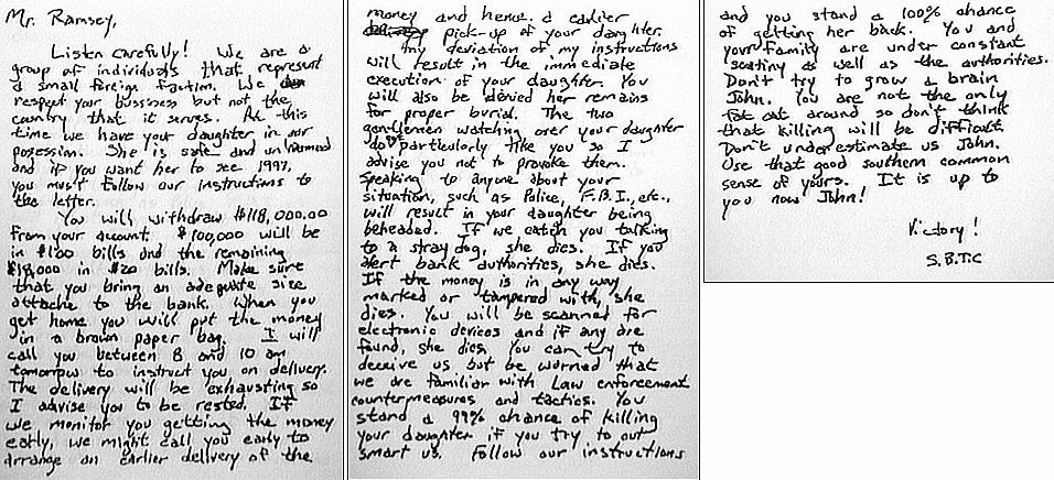 jonbenet ramsey Infamous Ransom Note